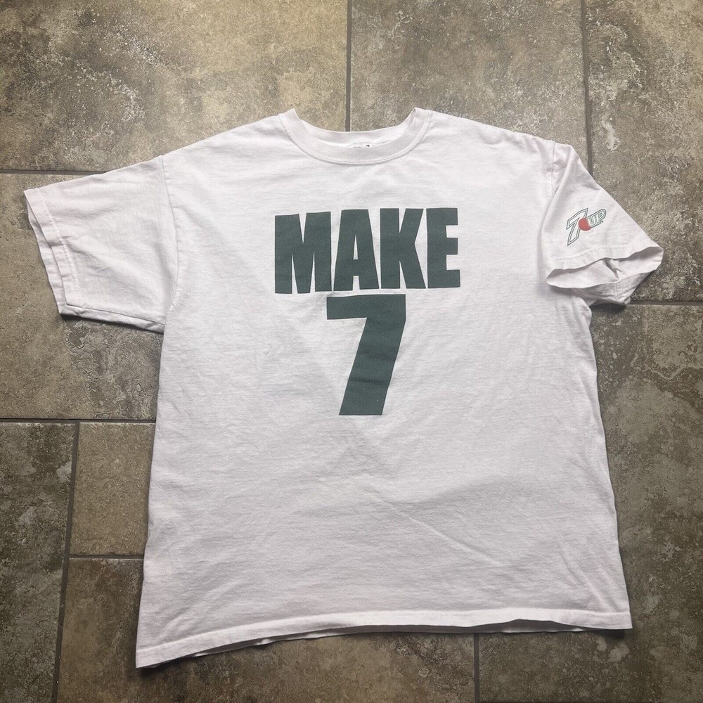 VINTAGE 90s 7 Up Snack Soda Promo Shirt Extra Large Mens Green Logo Jersey Tee